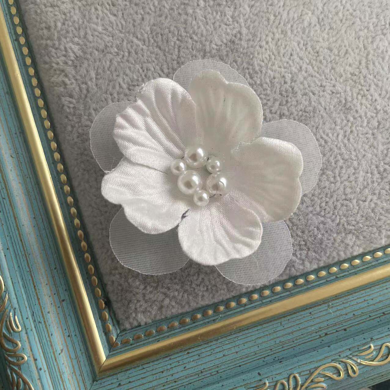 立体花朵小梅花珍珠钉珠手缝手工diy婚纱礼服童装贴花花片辅料
