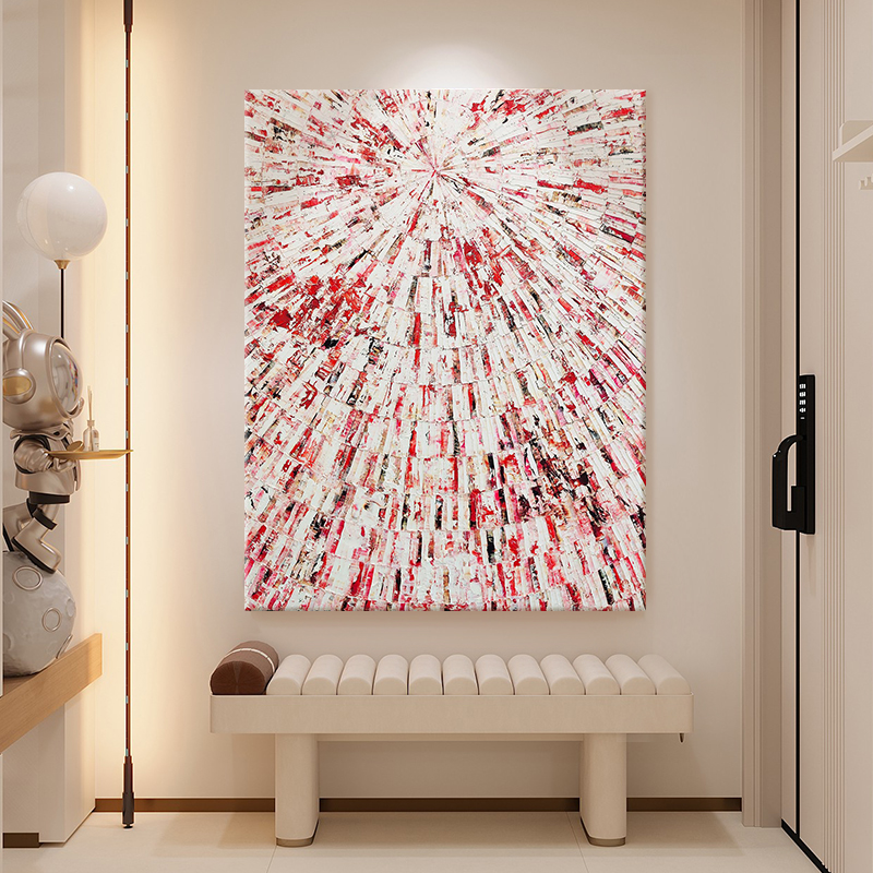 波洛克手绘油画红色抽象