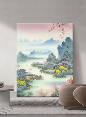 只此青绿纯手绘油画新中