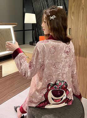 睡衣女金丝绒长袖家居服套装