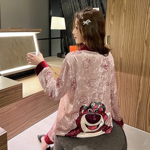 睡衣女金丝绒长袖家居服套装