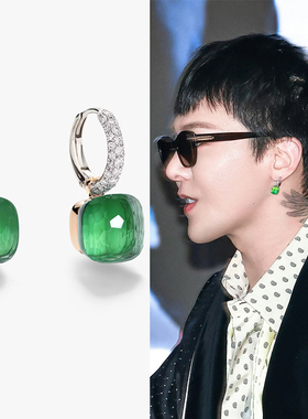 GD权志龙同款绿色宝石耳环女百搭简约高级感轻奢小众气质耳钉耳饰