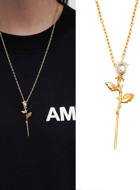 GD权志龙同款玫瑰花项链吊坠百搭个性简约男女锁骨链情侣款饰品潮