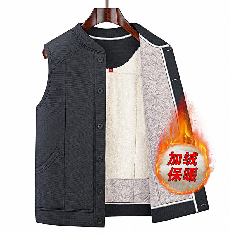 正品老人马甲男士冬季加绒加厚中老年人爸爸保暖背心爷爷冬装护背