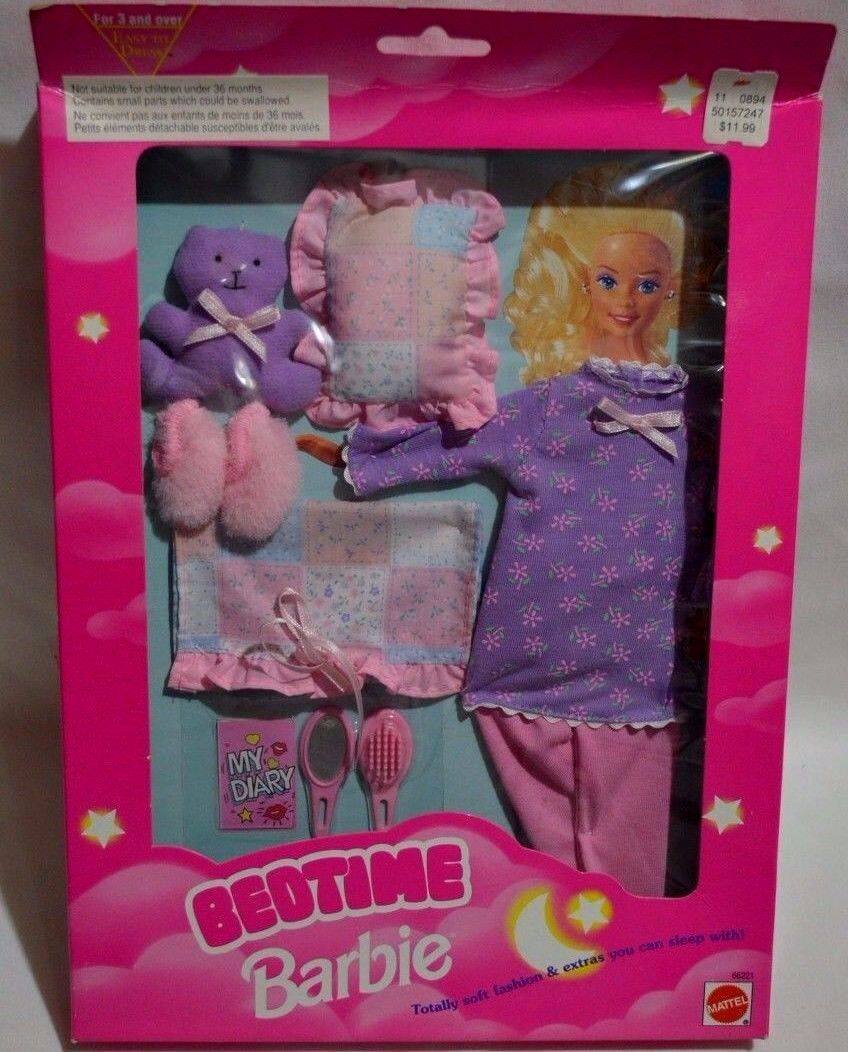 bedtime barbie 1994 晚安小熊玩偶 芭比娃娃 可爱睡衣 抱枕配件