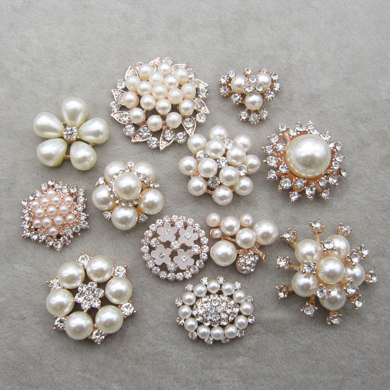 DIY制作花盘手捧花合金珍珠手缝镶钻头饰发饰品蝴蝶结材料配件