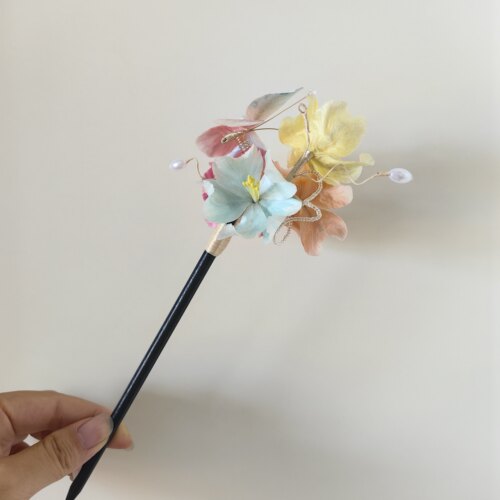 非遗绒花扁绒繁花引蝶来｜手作默认微瑕｜国风礼物汉服新中式旗袍