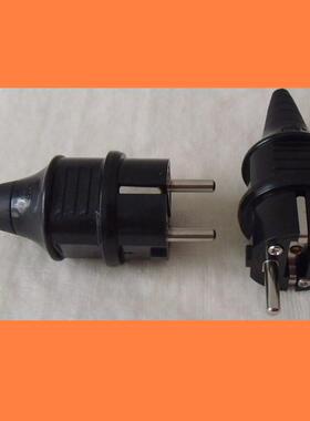 欧式2圆脚自接线工业插头欧规德标CE认证可拆组装电源插头黑色