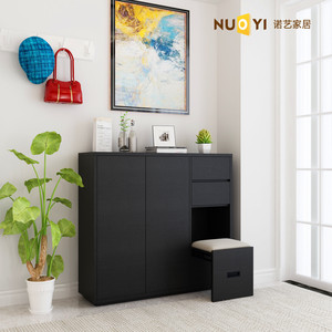 实木鞋柜现代简约轻奢伸缩换鞋凳小户型收纳鞋橱门厅玄关鞋柜定制