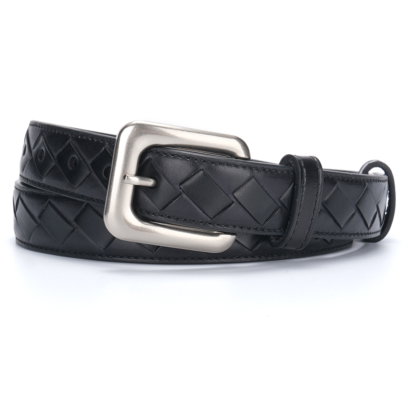 【慢慢】气质编织头层牛皮皮带1250/【规格100*2.4cm】