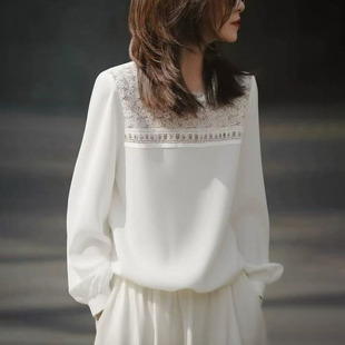 洋气减龄宽松显瘦感蕾丝拼接0319z 女2026新款 春夏法式 白色衬衫