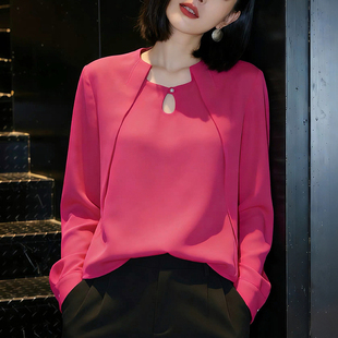 洋气减龄宽松显瘦打底衫 女士2026新款 上衣0323z 套头衬衫 春夏法式