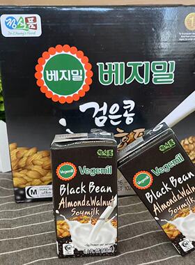 韩国进口倍吉美尔黑豆扁桃仁核桃味豆奶190ml*16 早餐豆乳奶饮料