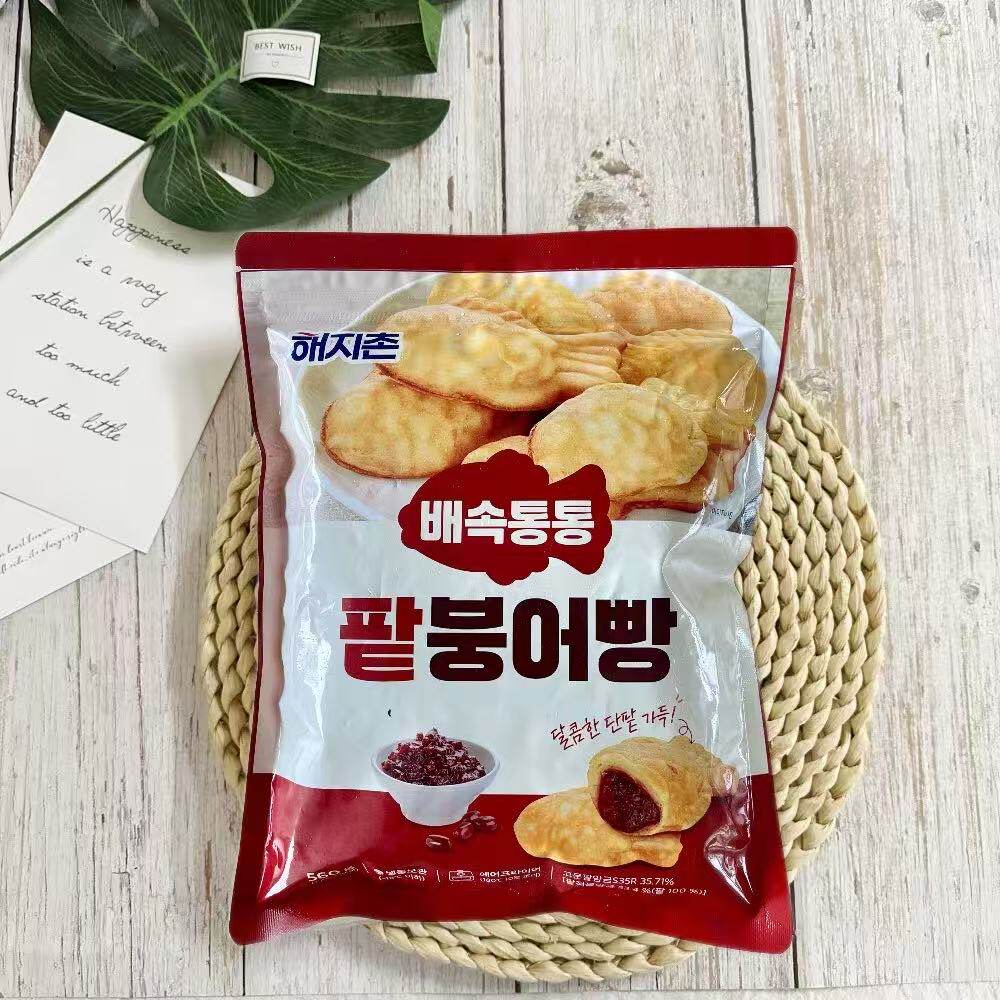 韩国进口海地村鱼形烧红豆鲫鱼型烧奶油泡芙鲷鱼烧半成品小鱼饼