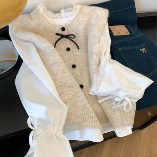 女童春装套装2026新款12岁13中大童15学生洋气马甲衬衫巨好看上衣