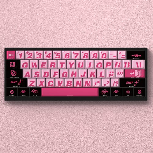 坏甜心键帽粉色侧刻透光适配made68前行者X87迈从Ace68 wooting60