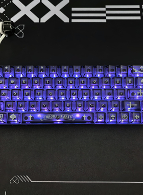 黑色克罗心雾透键帽适配wooting魔导士EV63夜魔made68迈从Ace68