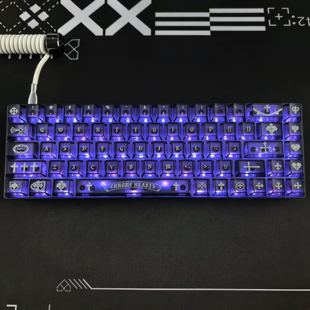 黑色克罗心雾透键帽适配wooting魔导士EV63夜魔made68迈从Ace68