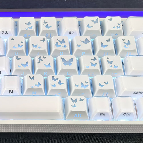 XVXH白色蝴蝶爱心侧刻键帽适配EV63迈从Ace68夜魔made68美加狮ATK