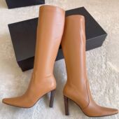 2025冬杨树林高跟长靴女细跟方头骑士靴不过膝高筒靴气质显瘦靴子