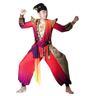 胡旋舞打鼓演出服装男威风锣鼓飞扬服装大气开场舞舞蹈演出服男款