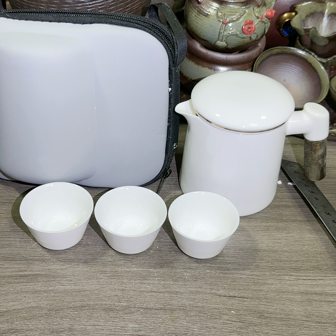 羊脂玉旅行茶具套装