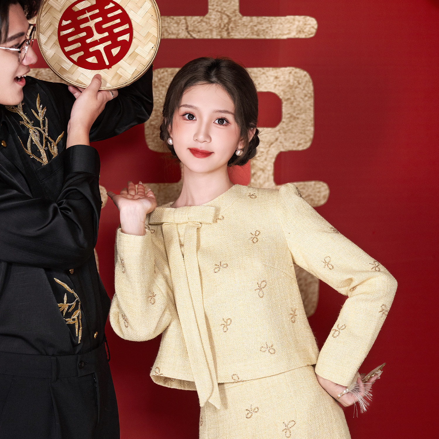 绣珠新中式订婚服2026新款新娘领证登记气质小礼服小个子敬酒服女
