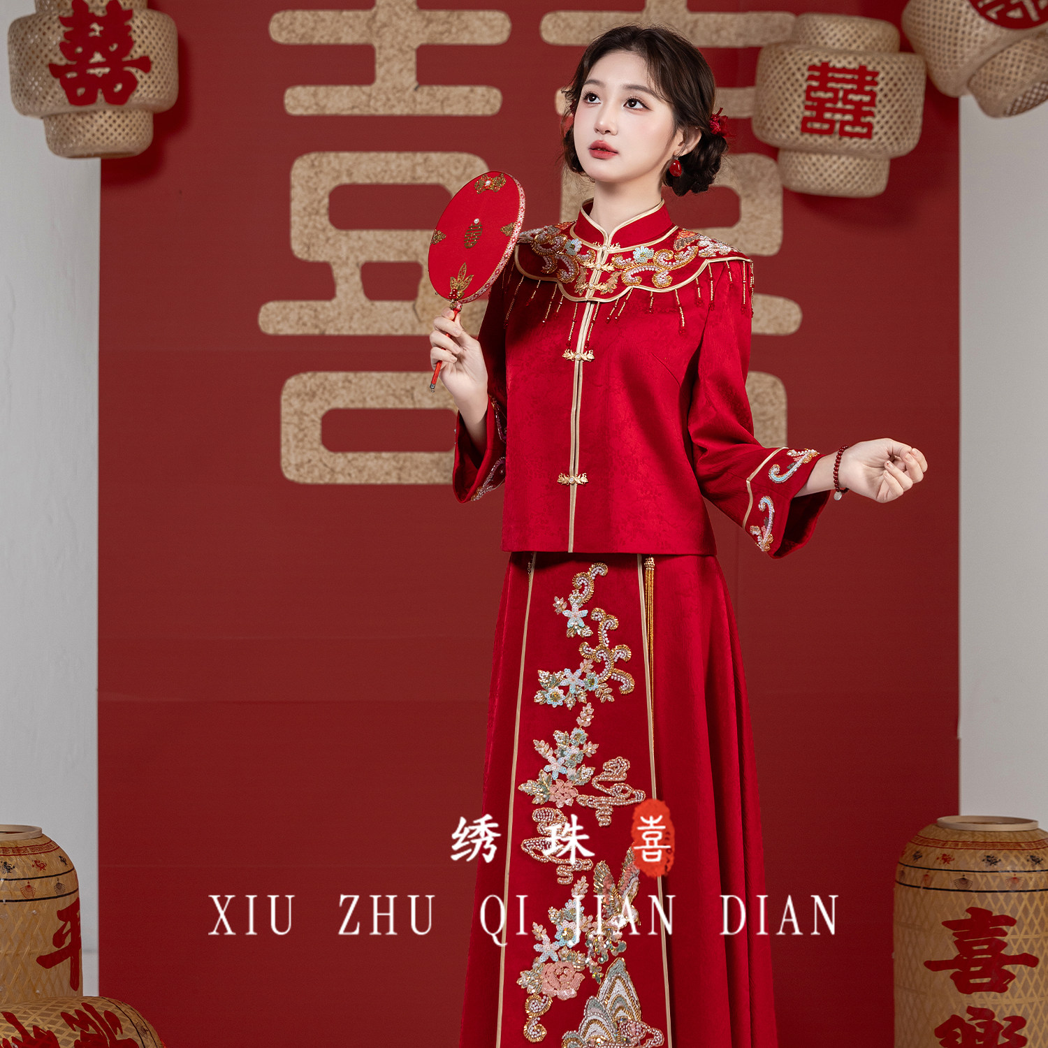 绣珠新中式红色秀禾服2026新款新娘结婚敬酒服出阁礼服高端嫁衣女
