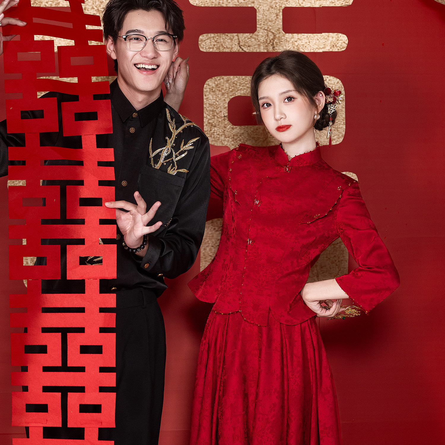 绣珠新娘敬酒服2026新款红色订婚礼服套装新娘结婚当天便装显瘦女