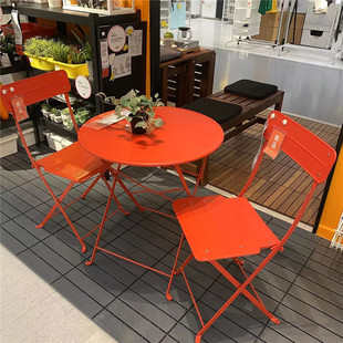 IKEA宜家国内代购苏恩索/萨托蒙桌子 户外可折叠桌子椅子金属圆桌