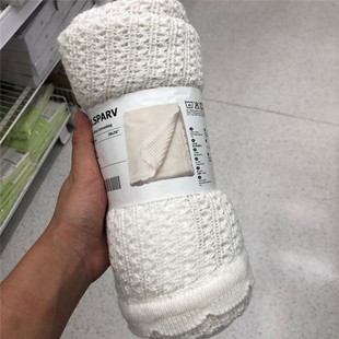 IKEA宜家国内代购 古尔斯帕尔夫 毯子70x90cm白色纯棉针织