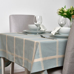 IKEA宜家国内代购尼斯约嘉 桌布蓝色格子全棉布145x240 厘米