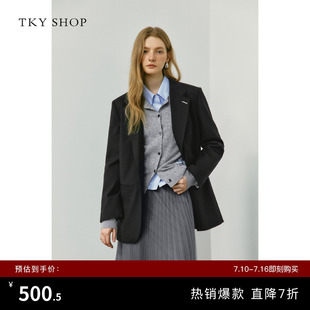 TKY SHOP一手长黑色便西秋季新款轻职场休闲西装外套女