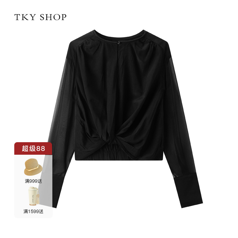 TKYSHOP设计感真丝衬衫女