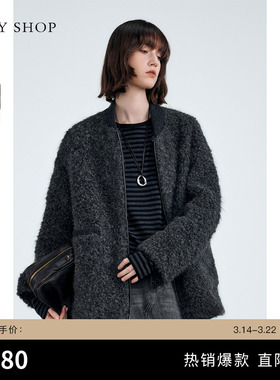 TKY SHOP羊驼毛厚外套女2025冬季新款短外套保暖气质休闲冬装外套