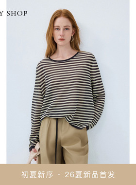 [商场同款]TKY SHOP圆领长袖薄针织衫女2026夏新款10J1LA01E008
