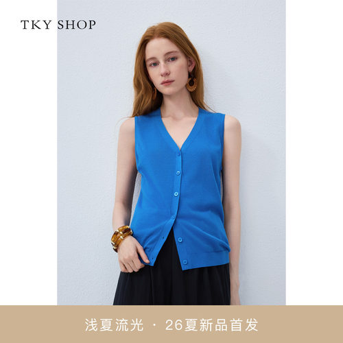 TKYSHOP无袖V领线背心