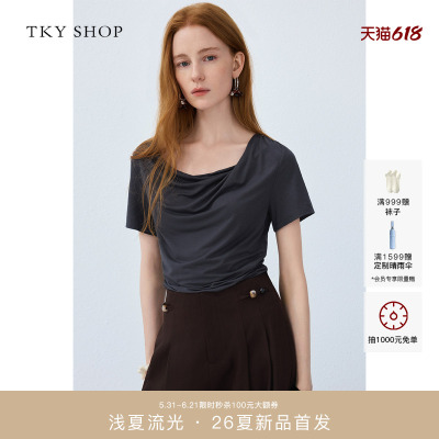 TKYSHOP荡领短袖T恤女