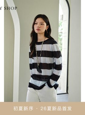 [商场同款]TKY SHOP条纹针织衫女2026夏新款撞色上衣10J1LA01E063