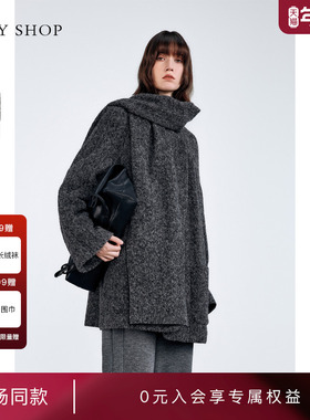 [商场同款]TKY SHOP带围巾羊毛大衣女2024冬新款外套10H1GA02S031