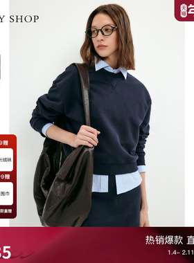 [商场同款]TKY SHOP圆领短款休闲卫衣女2025春季新款10I1JA04B046