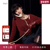 商场同款 TKY SHOP不规则露肩毛套衫 2025冬新款 上衣10I1MA02P035