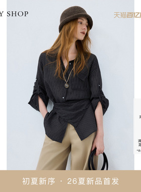 [商场同款]TKY SHOP长袖条纹衬衫女2026夏新款上衣10J1KA01E018