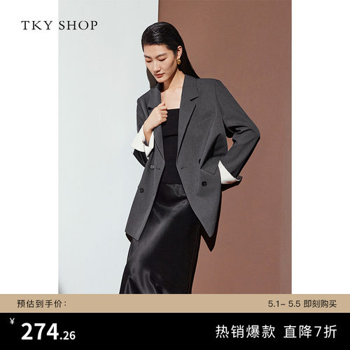 TKYSHOP袖口拼接通勤西装外套