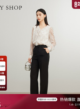 TKY SHOP黑色简约休闲裤秋季新款垂感显瘦直筒裤时髦百搭通勤长裤