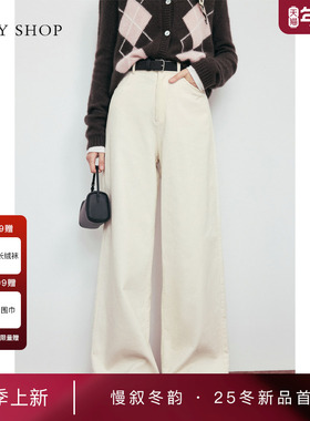[商场同款]TKY SHOP灯芯绒阔腿长裤2025冬新款休闲裤10I1PA01P164