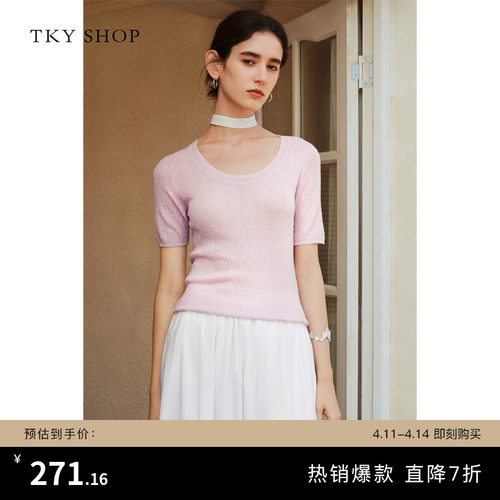 TKYSHOP圆领短袖针织衫女