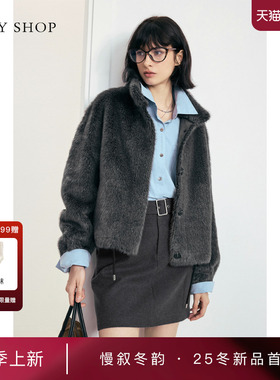 [商场同款]TKY SHOP立领毛毛厚外套保暖2025冬新款10I1DA06T098