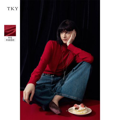 TKYSHOP半高领毛背心圆领毛开衫