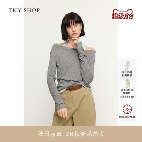 TKYSHOP挂脖假两件长袖T恤